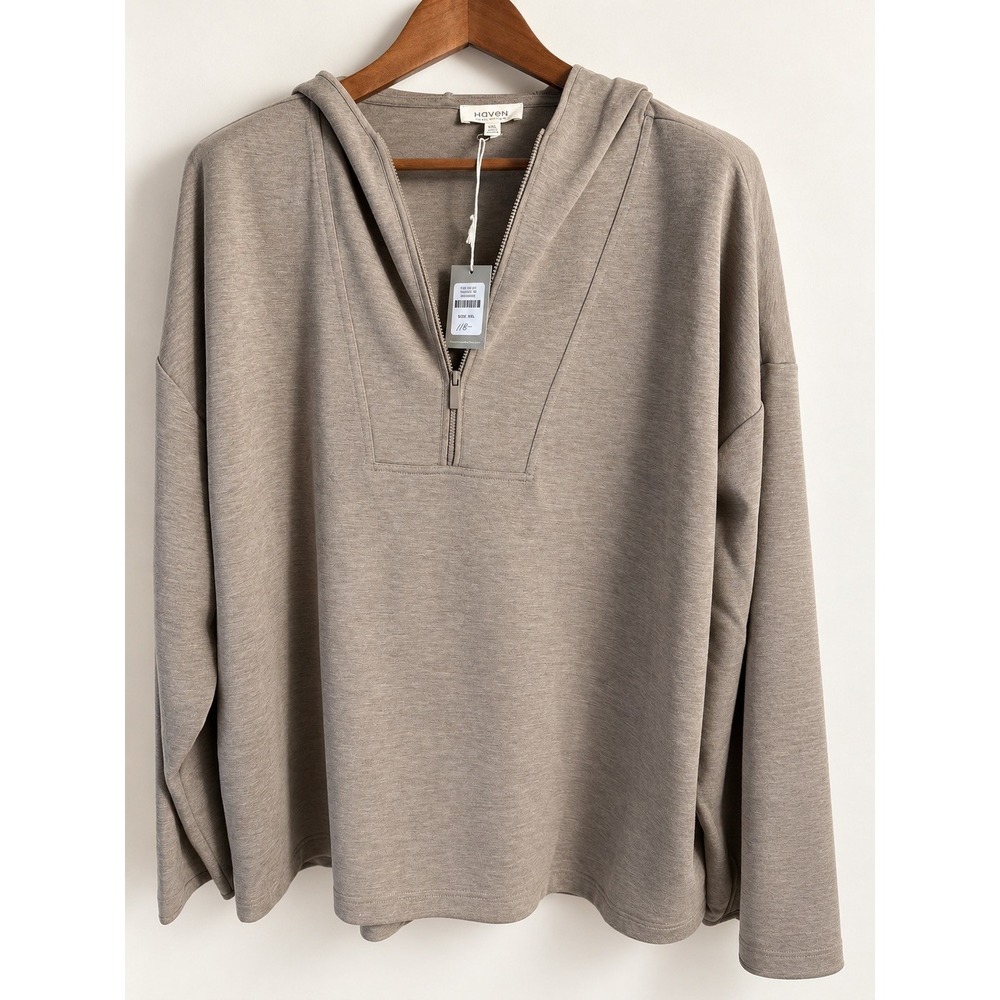 NWT Haven Well Within Soft Knit Half Zip Hoodie Gray XXL 2X Lenzing Ecovero